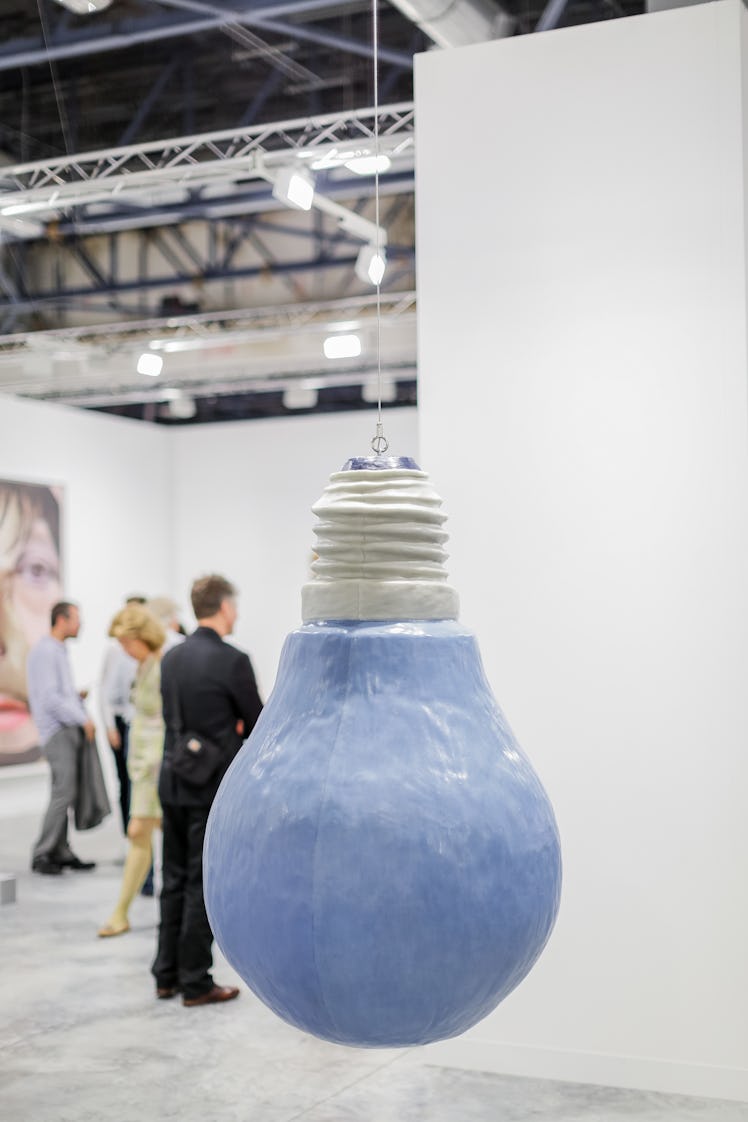 A blue light bulb installation at Art Basel Miami Beach 2016