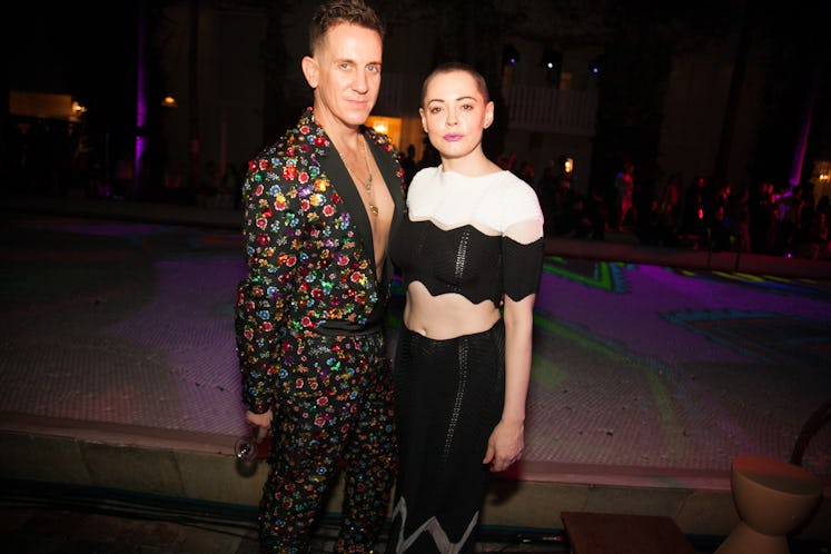 Jeremy Scott and Rose McGowan at the Moschino party during Art Basel Miami Beach