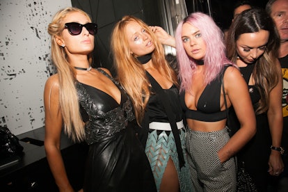 Paris Hilton and friends at the Dom Pérignon party during Art Basel Miami Beach