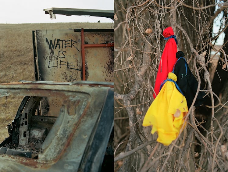 A writing 'Water is Life" at Standing Rock 