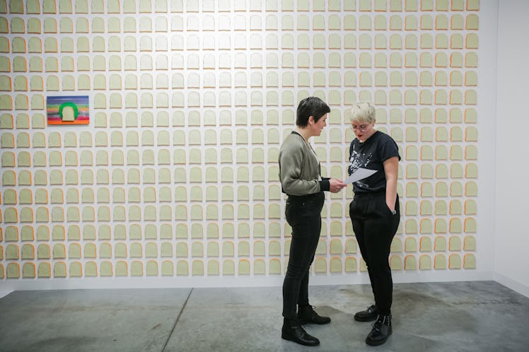 Two women talking at the 2016 Art Basel Miami Beach 