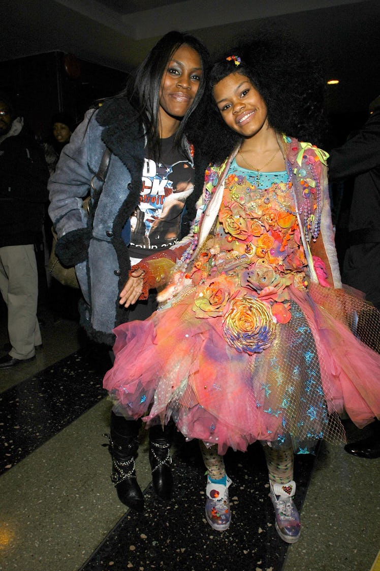 Teyana Taylor in  3D print multi-colored tulle dress at My Super Sweet 16
