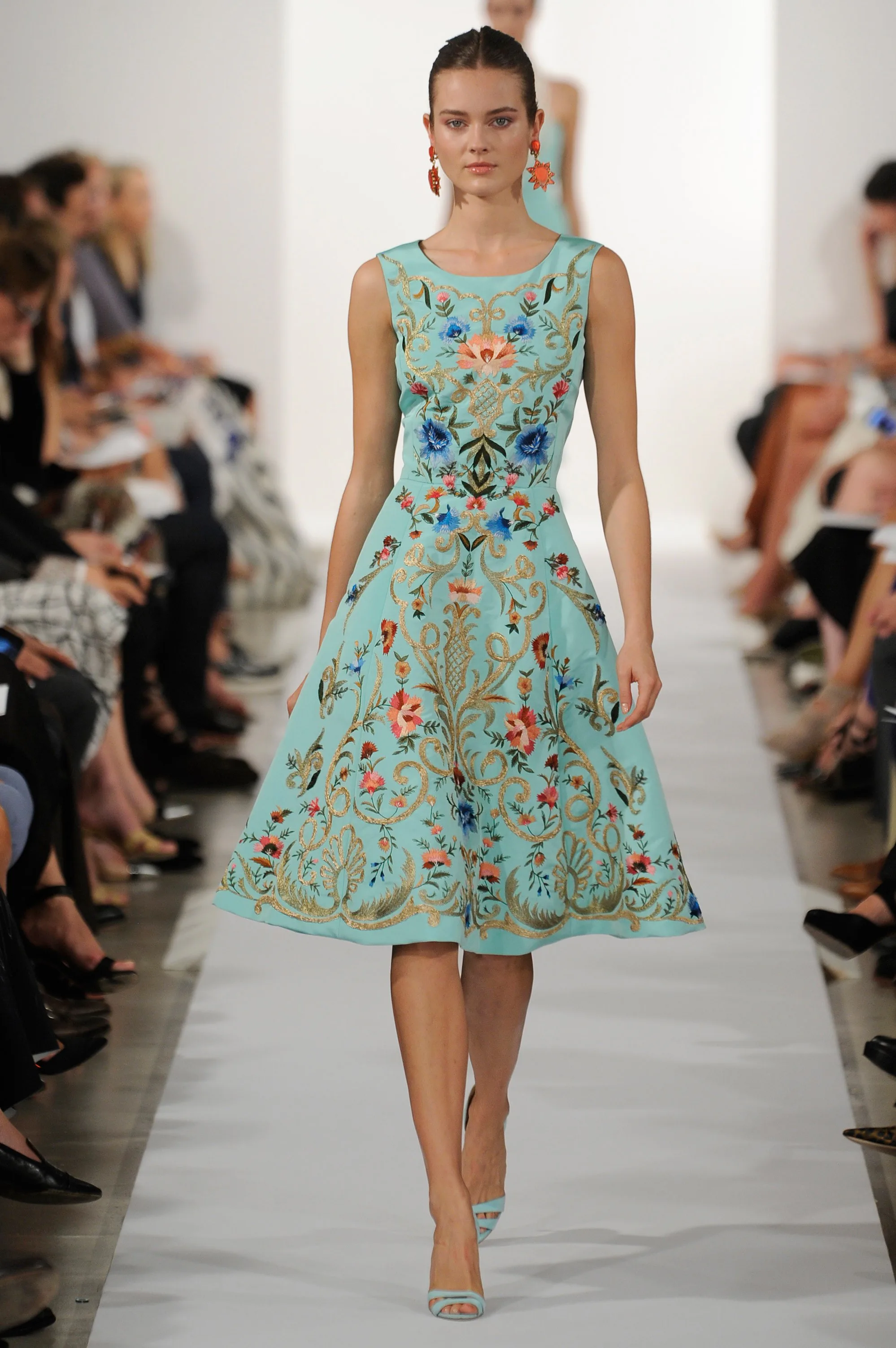 green emerald velvet dress Celine by Phoebe Philo Primary Brushstroke Dress 2014 Spring