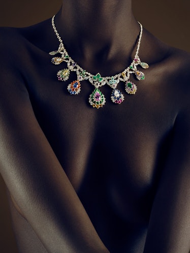 Dior Fine Jewelry gold, ruby, sapphire, garnet, tourmaline, emerald, and diamond necklace.