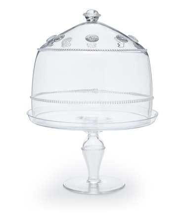 Juliska cake dome and pedestal, $595, Bloomingdale’s.