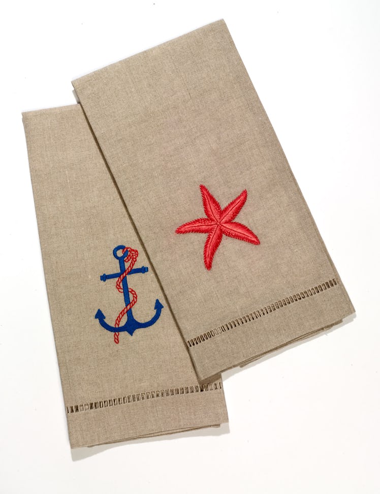 Henry Handwork towels, $30 each, frenchquarterlinens.com.