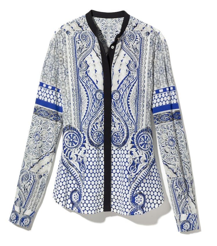 Roberto Cavalli blouse, $1,420, similar styles at robertocavalli.com.