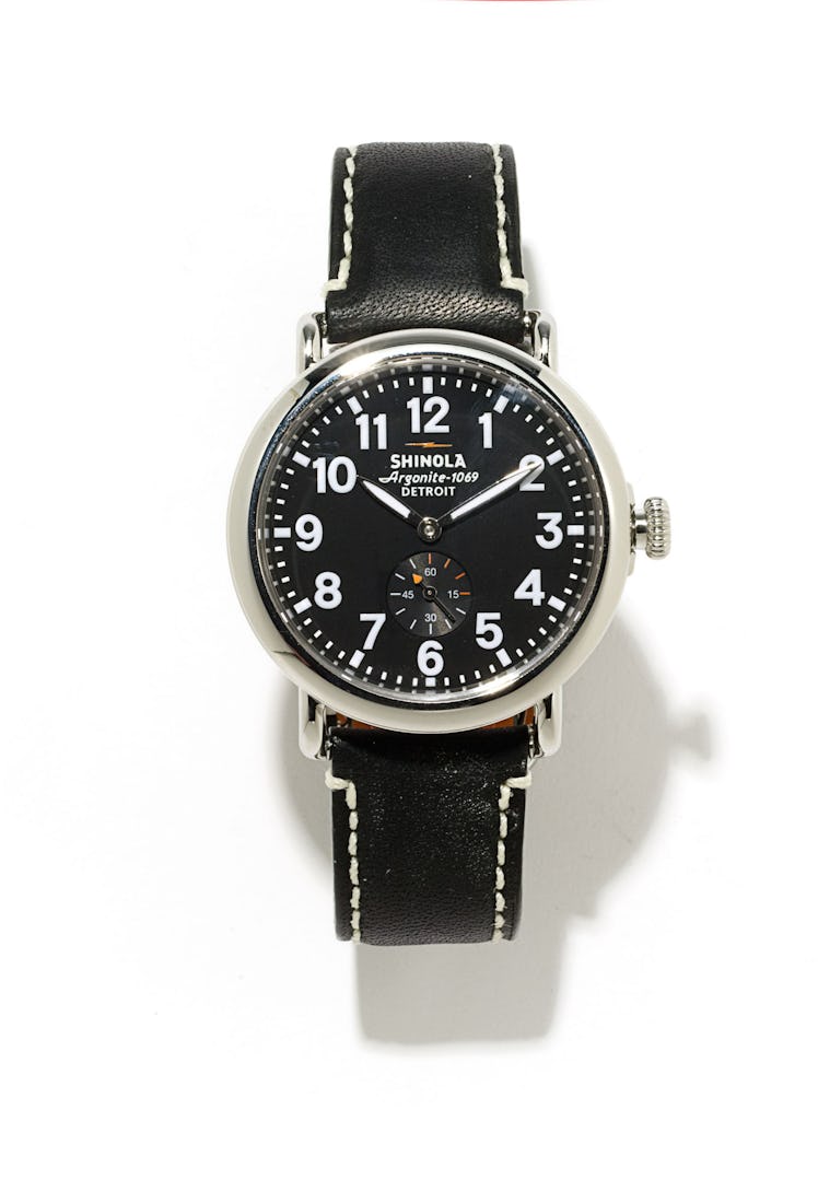Shinola watch, $550, Barneys New York.