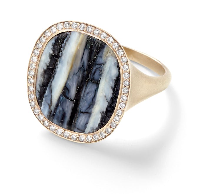 Monique Péan gold, fossilized woolly mammoth tooth, and diamond ring, $8,735, Barneys New York, New ...