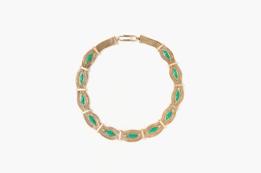 Aurélie Bidermann gold-dipped and turquoise necklace, $1,525, aureliebidermann.com.