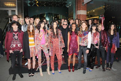 Roberto Cavalli with models. Photo by BFAnyc.com.