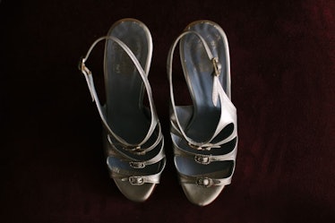 Paola Bay, who designs the brand Zoraide, made me a great pair of silver heels to wear with my Nina ...
