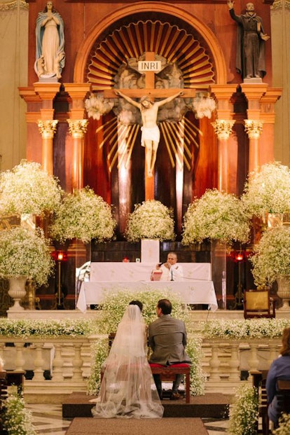 I wanted to keep the decoration in the church simple—I love the elegance of baby’s breath.