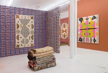 A view of the installation featuring works by Katherine Bernhardt and Youssef Jdia. Courtesy of The ...