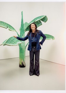 Yutaka Sone in a 2007 Chanel jacket, photographed with his piece Tropical Composition/Banana Tree No...