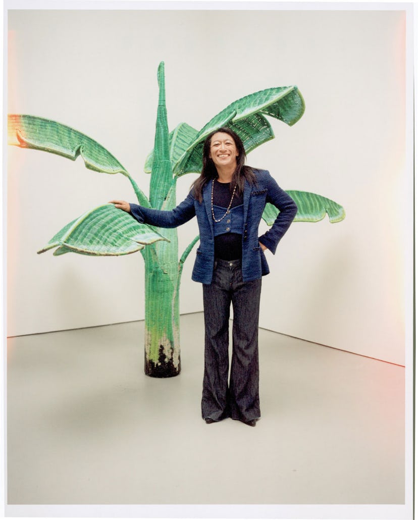 Yutaka Sone in a 2007 Chanel jacket, photographed with his piece Tropical Composition/Banana Tree No...