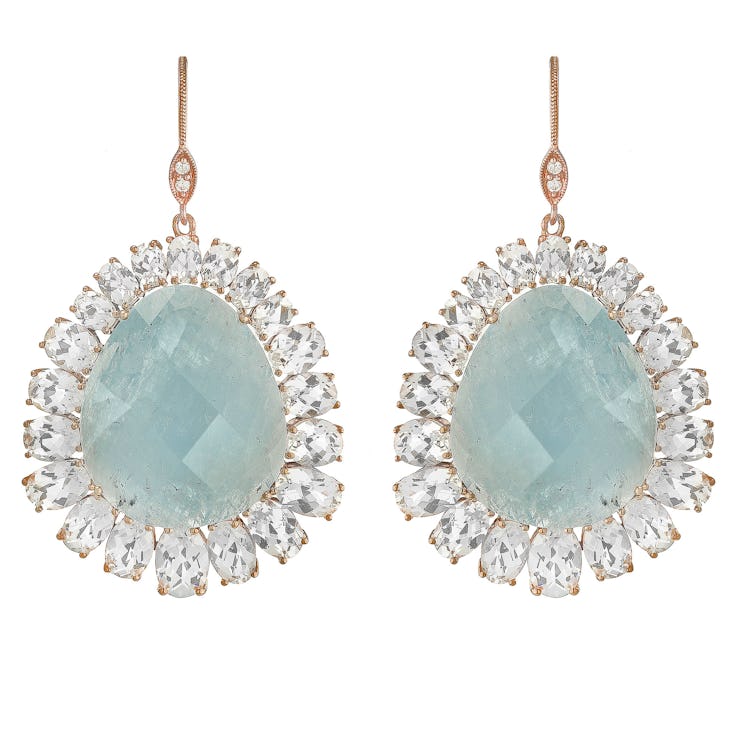 __For the glamour girl:__ Meira T aquamarine and white topaz earrings, $1850, [meiratboutique.com](h...