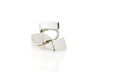 __For the minimalist:__ Jessica Biales sterling silver block Signet rings, $300 each, [jessicabiales...