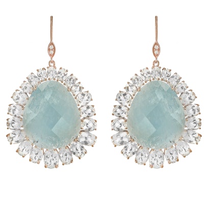 __For the glamour girl:__ Meira T aquamarine and white topaz earrings, $1850, [meiratboutique.com](h...