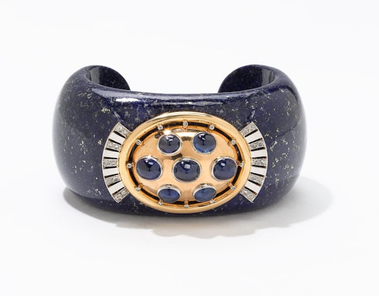 Verdura gold, platinum, diamond, lapis, and sapphire cuff, $24500, [Verdura](http://www.verdura.com)...