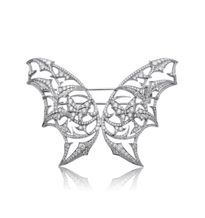 Stephen Webster Fly by Night Batmoth brooch in 18k white gold and diamonds, $45000, [stoneandstrand....