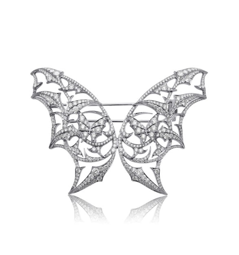 Stephen Webster Fly by Night Batmoth brooch in 18k white gold and diamonds, $45000, [stoneandstrand....