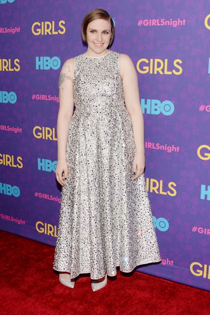 Lena Dunham in Rochas. Photo by Patrick McMullan.