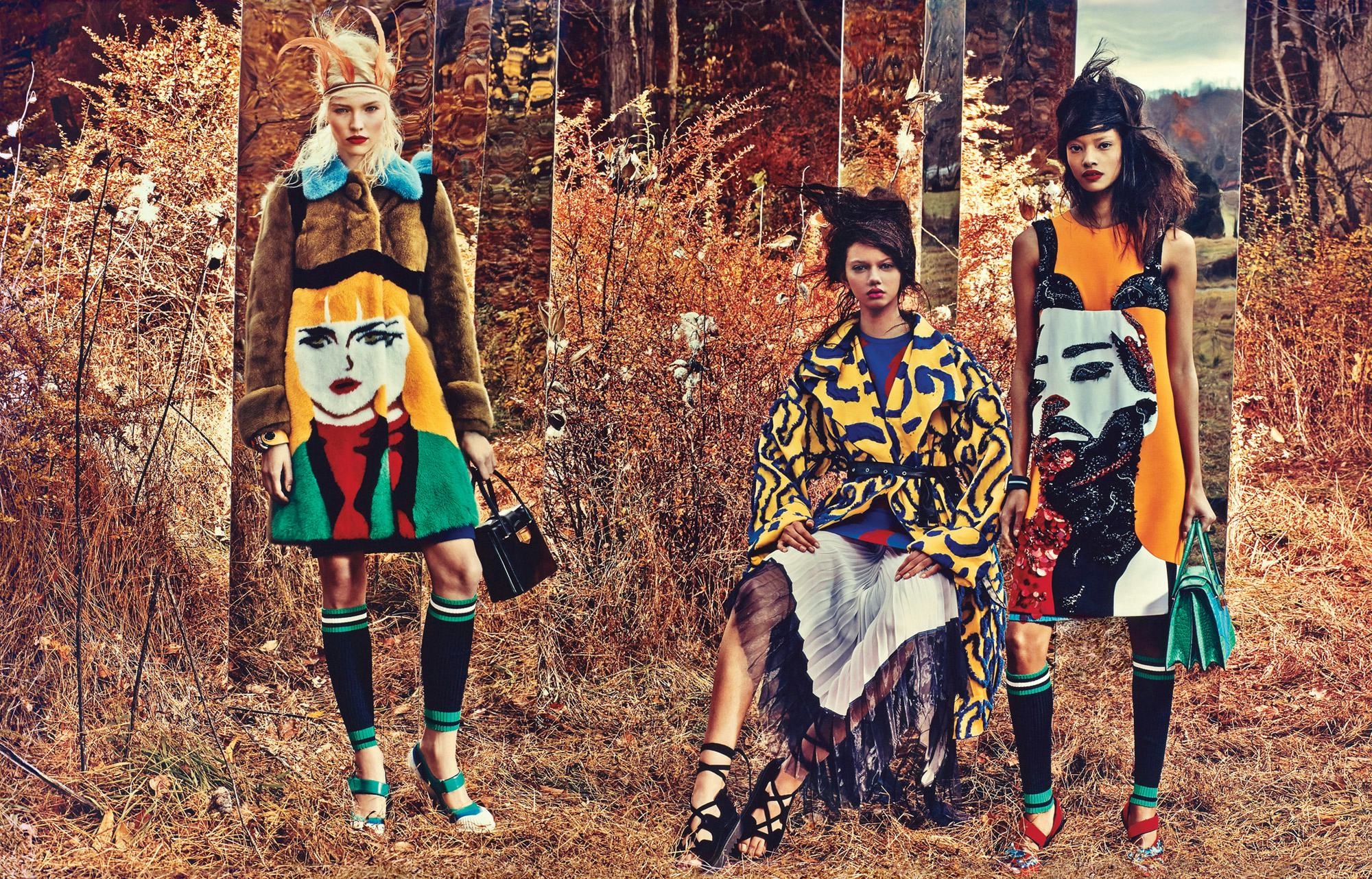 [Prada coat](http://store.prada.com/en/US/woman), dress, headpiece, bracelet, bag, leg warmers, and ...