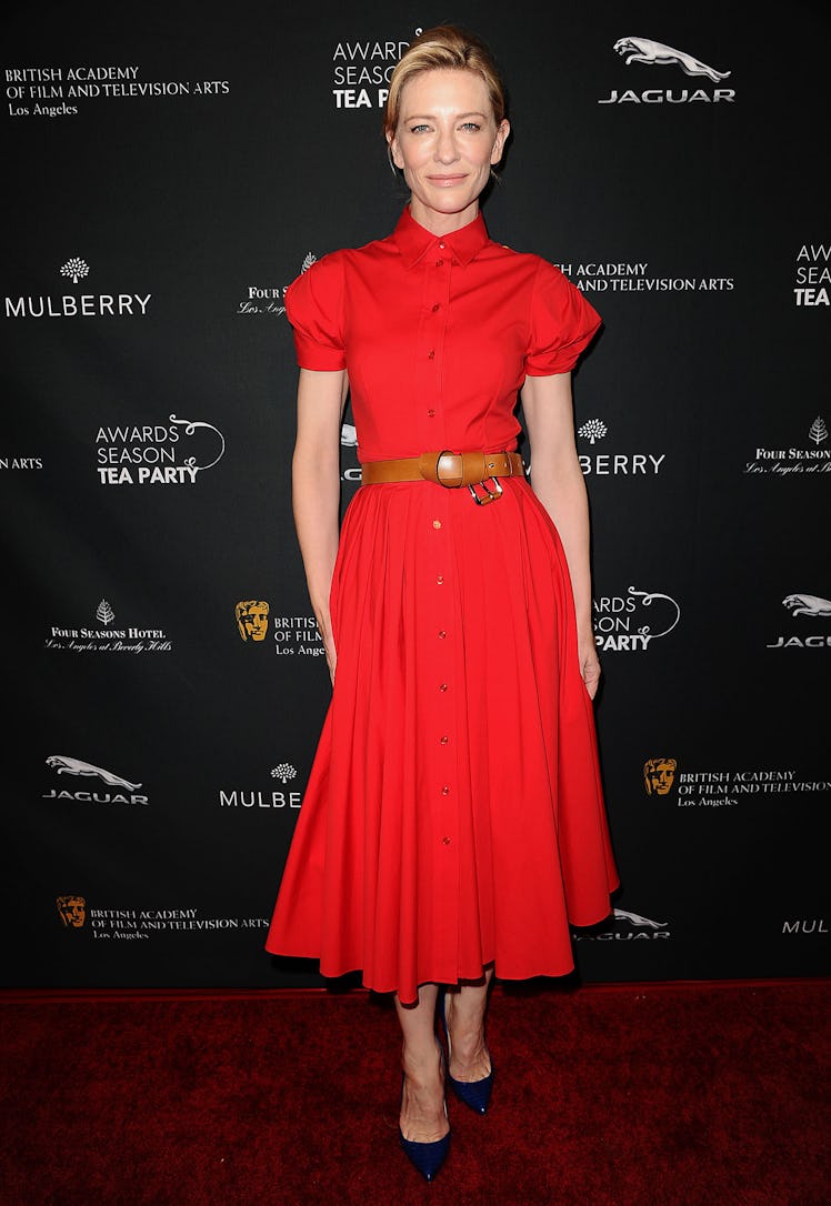 For the BAFTA Awards Season Tea Party, Blanchett wore a dainty buttoned-up [Michael Kors](http://www...