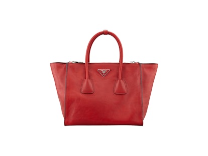 Prada tote bag, $2400, [neimanmarcus.com](http://www.neimanmarcus.com/Prada-Glace-Calf-Twin-Pocket-T...