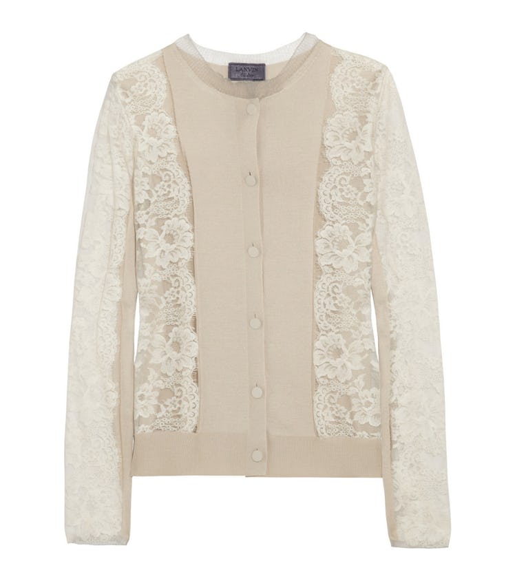 Lanvin lace and silk-blend cardigan