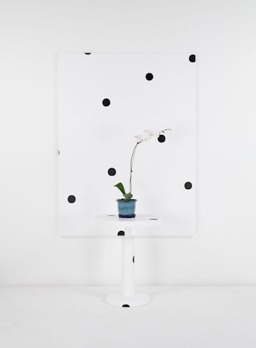 (Shiro Kuramata Kyoto Round Table) + Dot Painting + Orchard, 2014 by Margaret Lee
