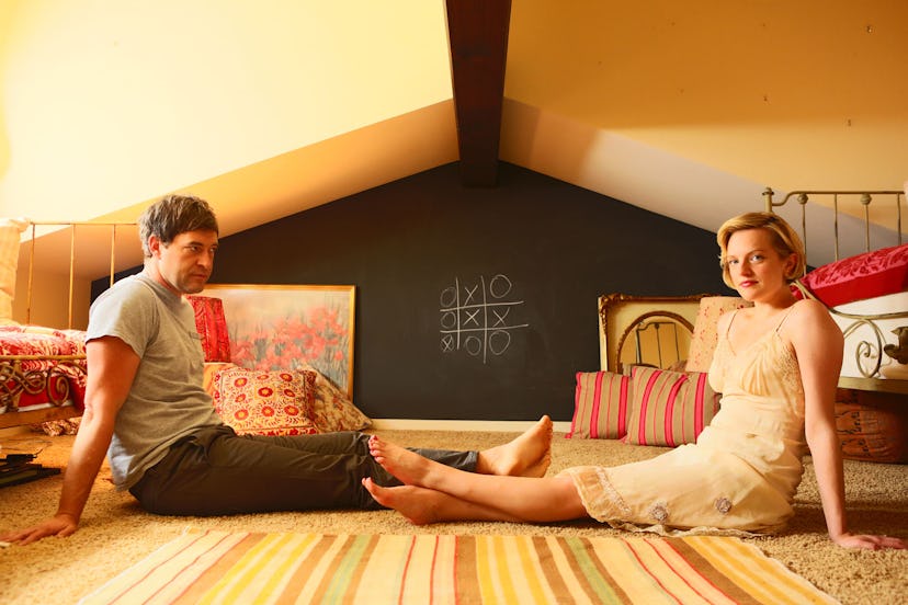 Mark Duplass and Elisabeth Moss on the set of The One I Love