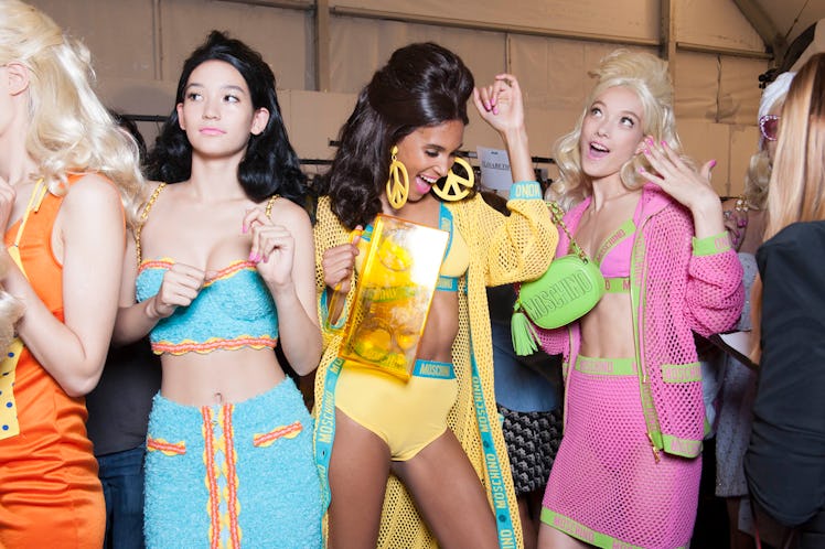 Backstage at Moschino Spring 2015