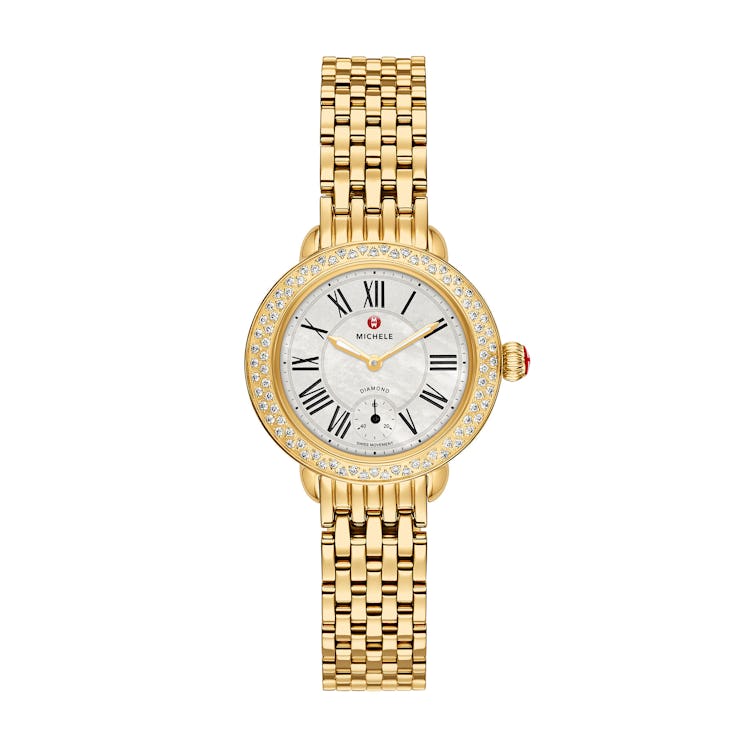 Michele gold and diamond watch