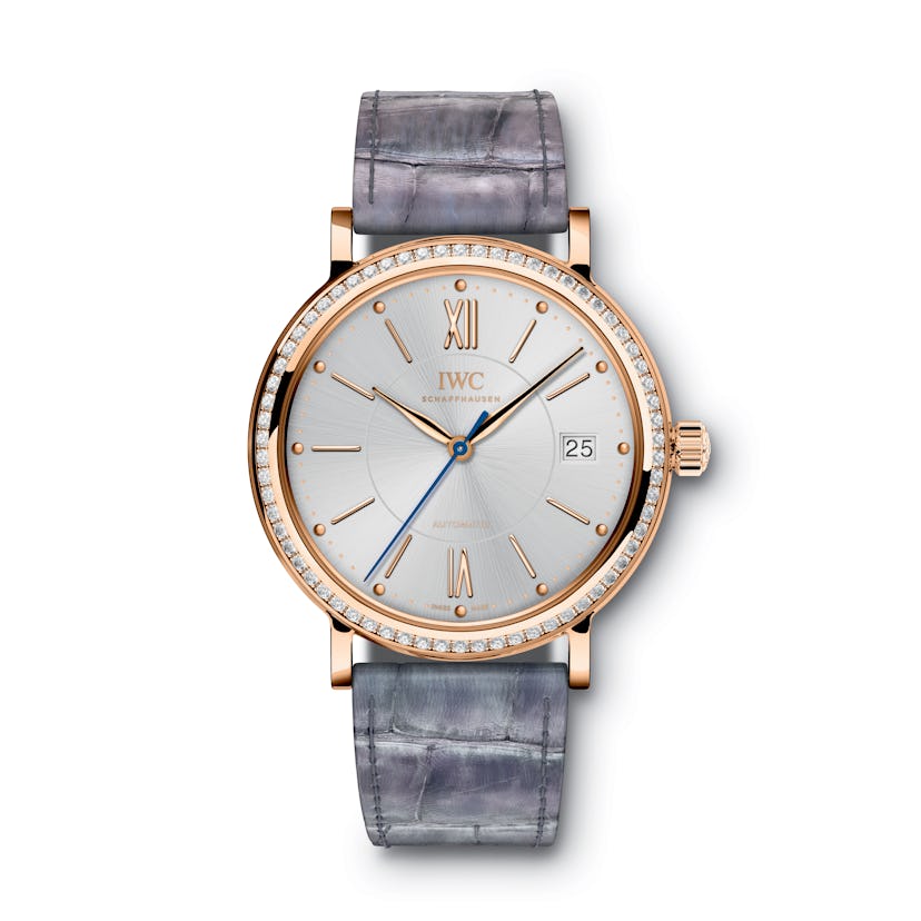 IWC Schaffhausen 18k red gold and diamond watch