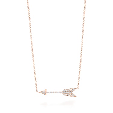 Tiffany hearts® arrow pendant in 18k rose gold with diamonds, medium