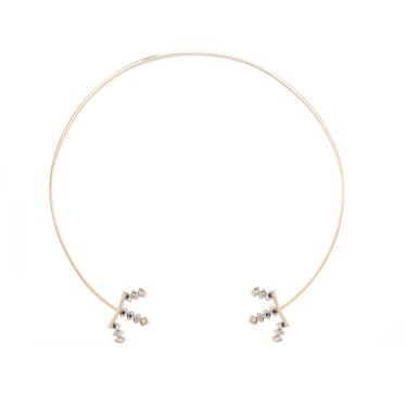 AZLEE 18k yellow gold, sapphire, and diamond collar necklace