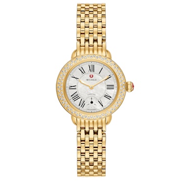 Michele gold and diamond watch
