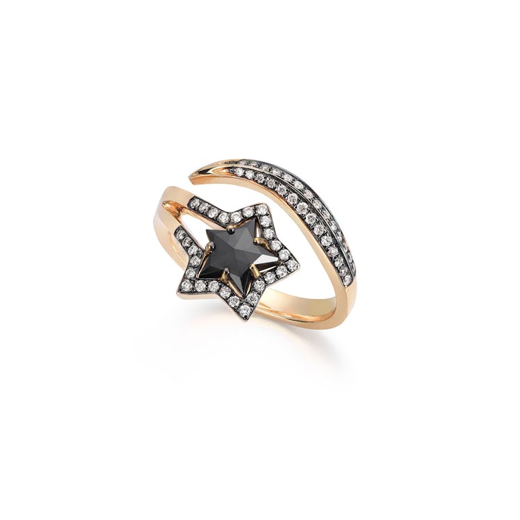 Tomasz Donocik 18k gold, white and black diamond Shooting Star ring