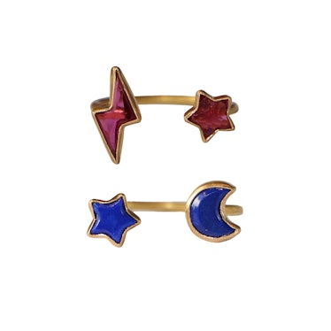 Marie Helene de Taillac rings 22k Yellow Gold and Lapis lazuli Celeste Duet ring