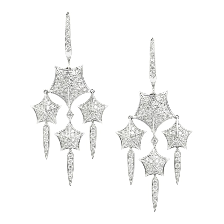 Stephen Webster 18k white gold earrings set with white diamond pave earrings