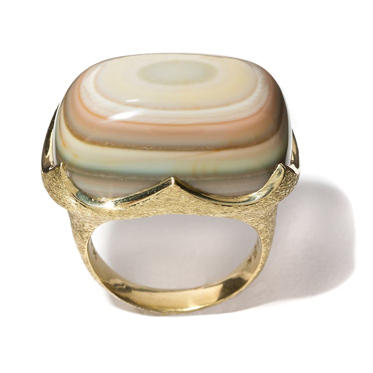 Pamela Huizenga gold and chalcedony ring