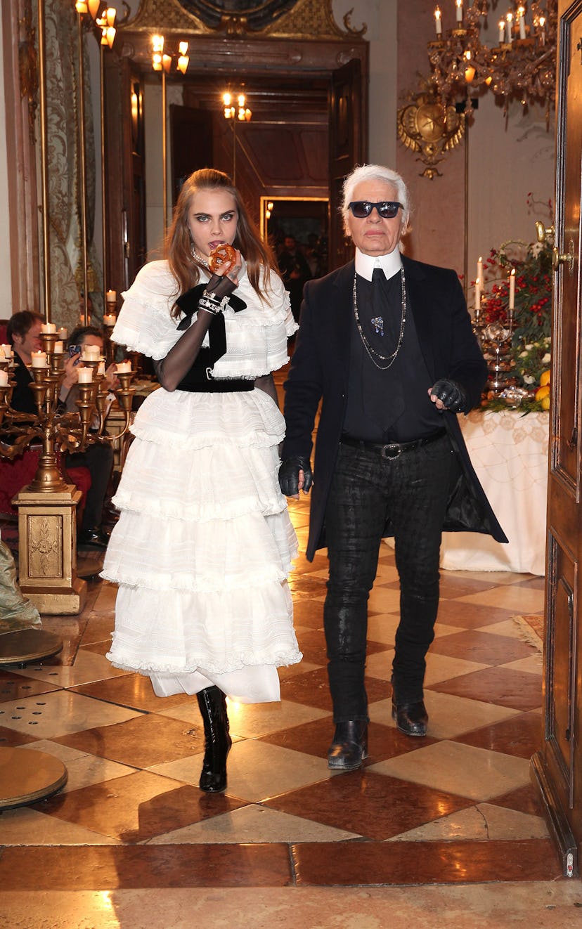 Cara Delevingne and Karl Lagerfeld