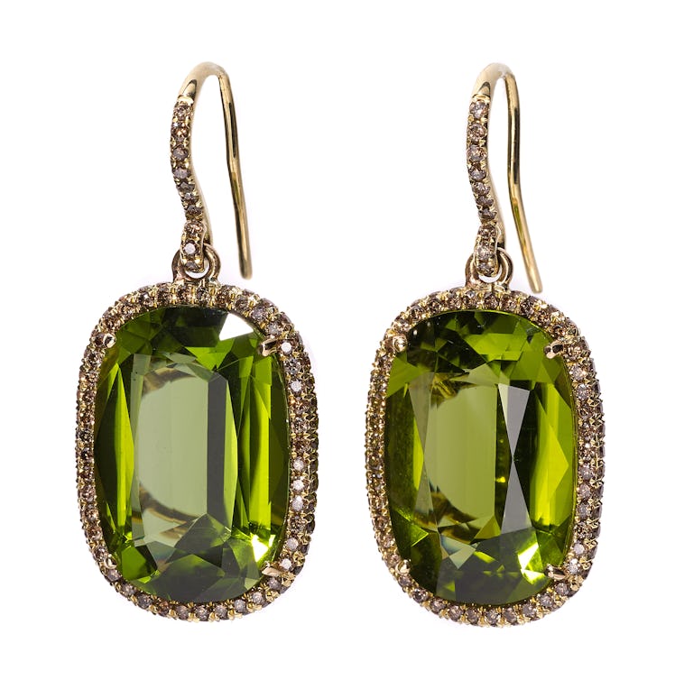 Mish gold, peridot, and diamond earrings