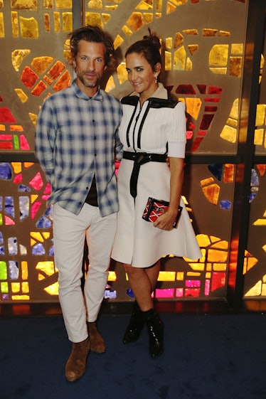 Aaron Young and Laure Heriard Dubreuil at Louis Vuitton's celebration of Pierre Paulin's Playing wit...