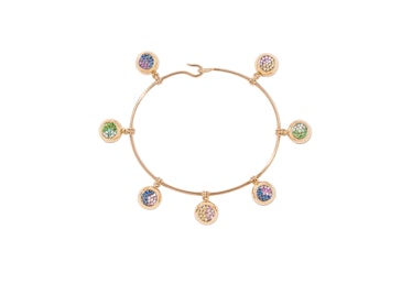 Aurelie Biederman 18k gold, sapphire, amethyst, tsavorite, and tourmaline bracelet