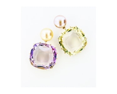 James de Givenchy for Taffin 18k rose and yellow gold, ametrine, champagne pearl and lavender pearl ...