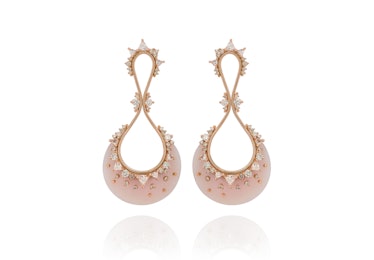 Fernando Jorge 18k rose gold, diamonds, clear topaz and pink opal earring