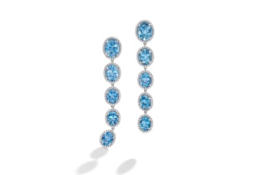 Mish New York 1k white gold, aquamarine and diamond comet tail earrings